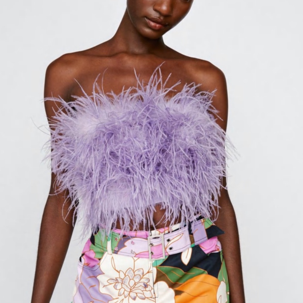 NASTY GAL feather crop top